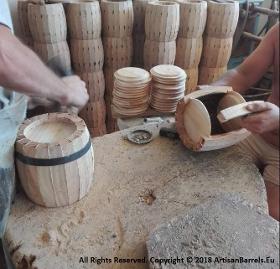 Small wooden wine barrel making